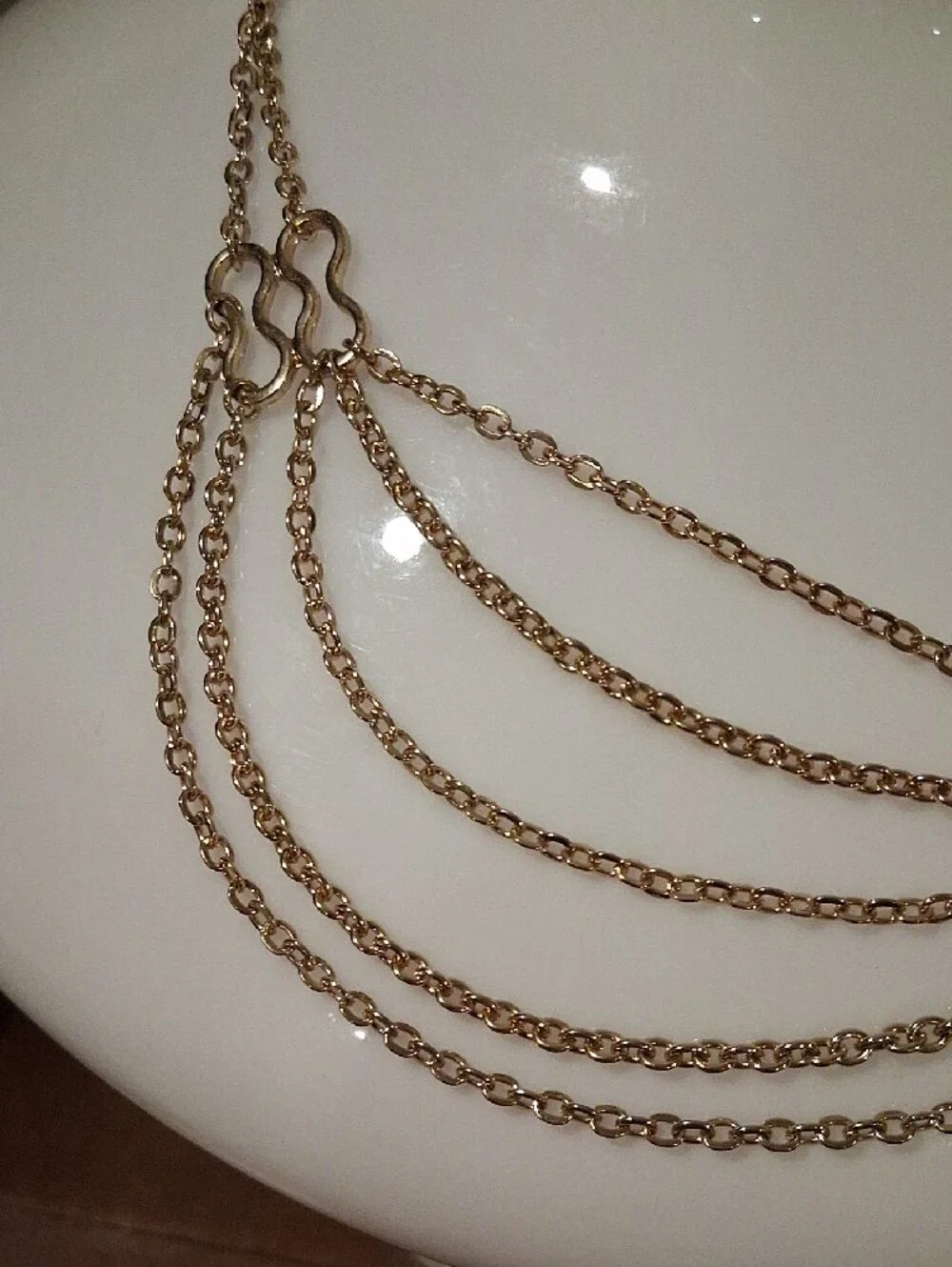Layered Gold Multi-Row Connector Necklace